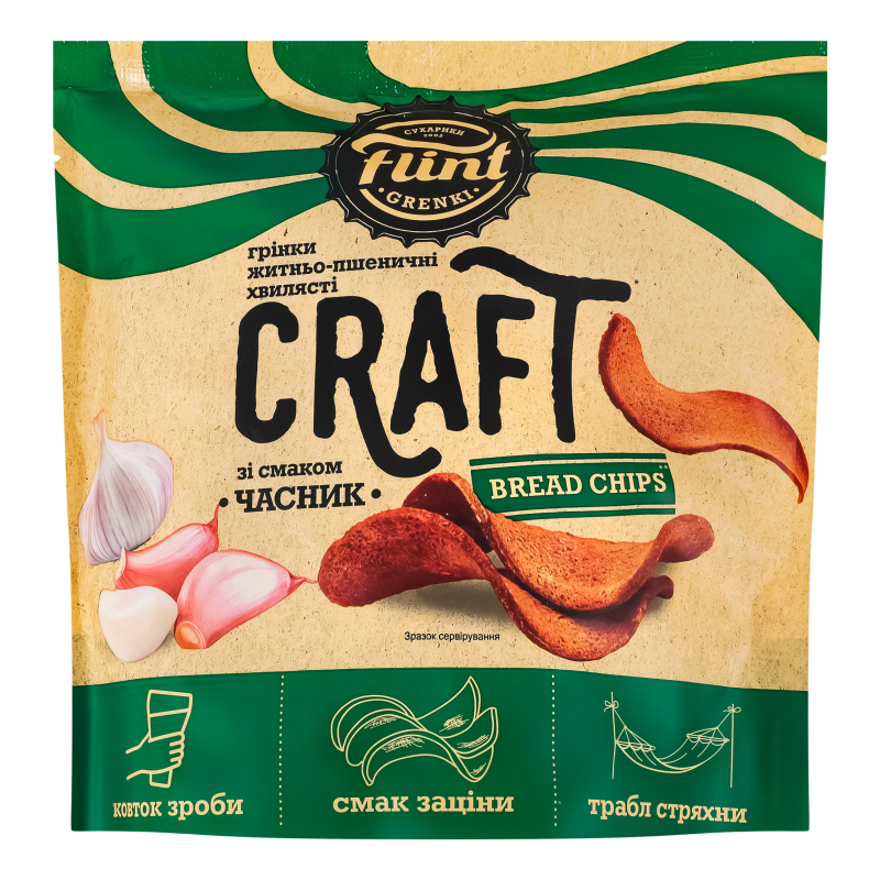  バード  Grouse-FinnFest 2020 Гренки ржано-пшеничные волнистые Чеснок Craft Bread chips Flint д