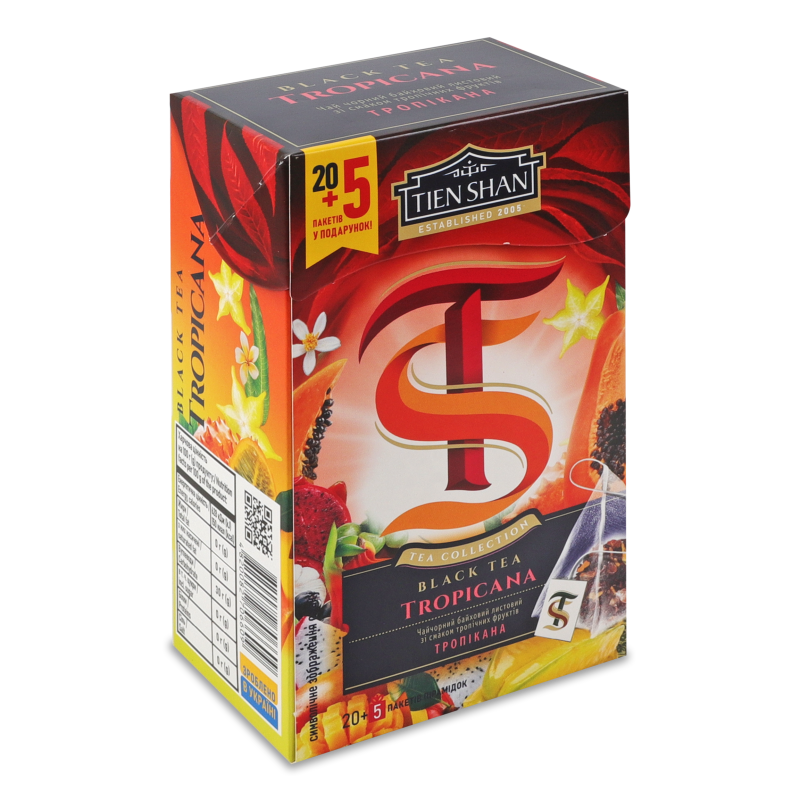 Чай Тропікана чорний листовий 20*2г в пірамідках Tien Shan