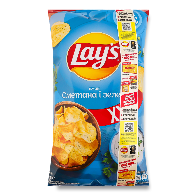 Чипси з смаком сметани та зелені 170г Lay’s
