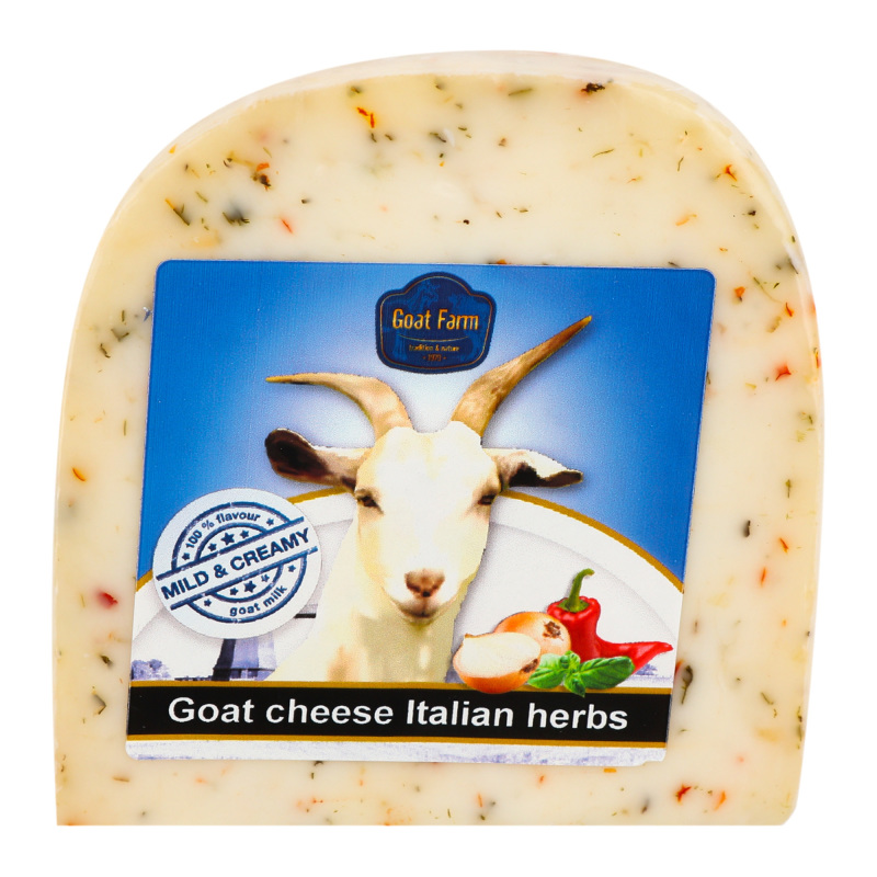 Сир 50% напівтвердий козиний з травами Goat Farm в/у
