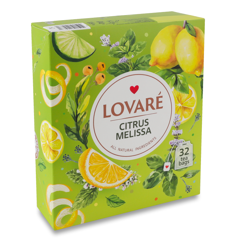 Бленд чаю трав’яного та зеленого Citrus Melissa з ароматом лимону 32*1,5г Lovare