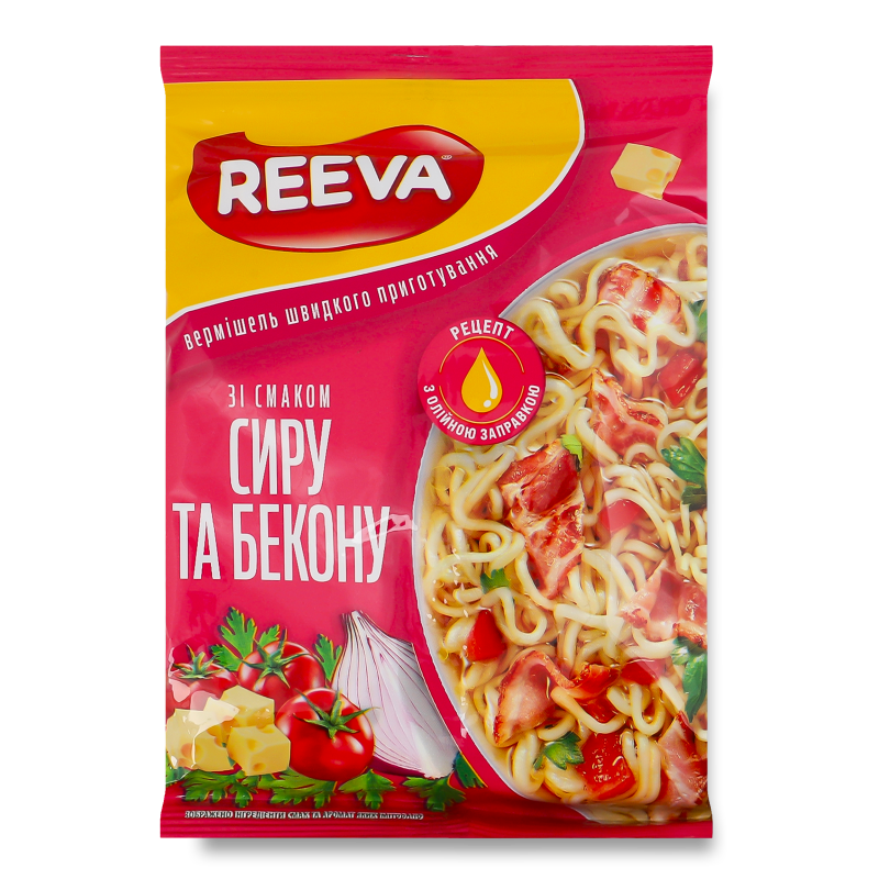 Вермішель швидкого приготування з cмаком сиру та бекону 60г Reeva
