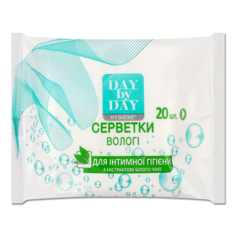 Серветки вологі д/інтимної гігієни з екстрактом білого чаю 20шт Day byDay
