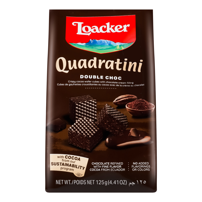 Вафли Double Choc Quadratini Loacker м/у 125г Loacker