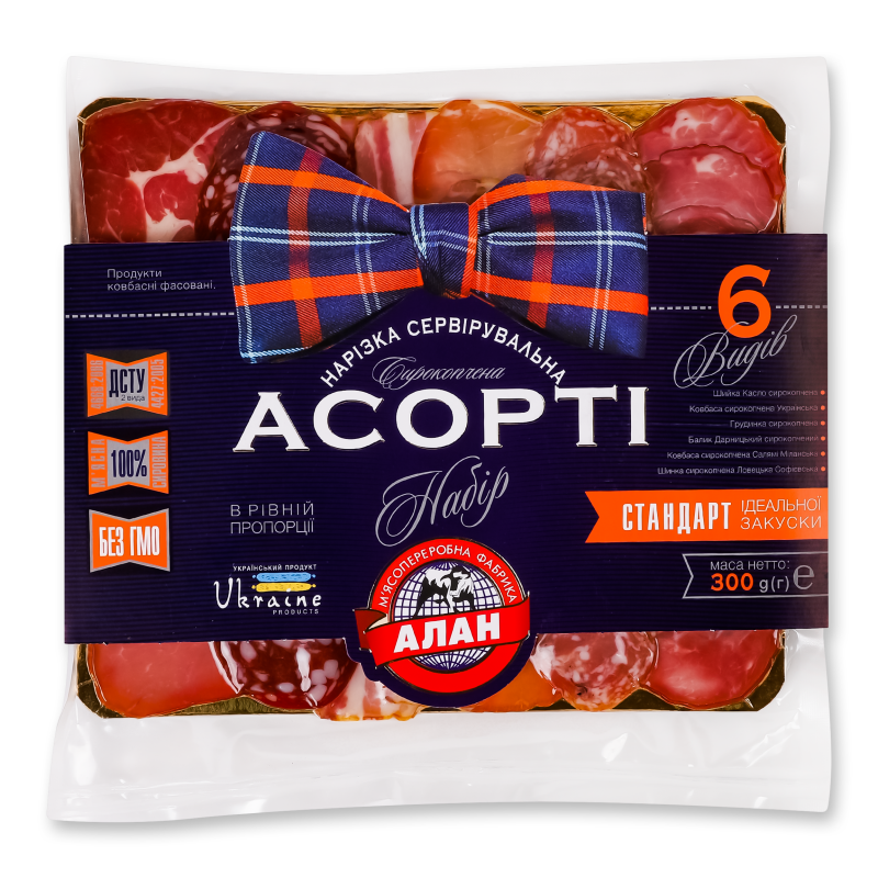 Нарезка колбасная сервировочная Ассорти Алан с/к к/у 300г Алан ...