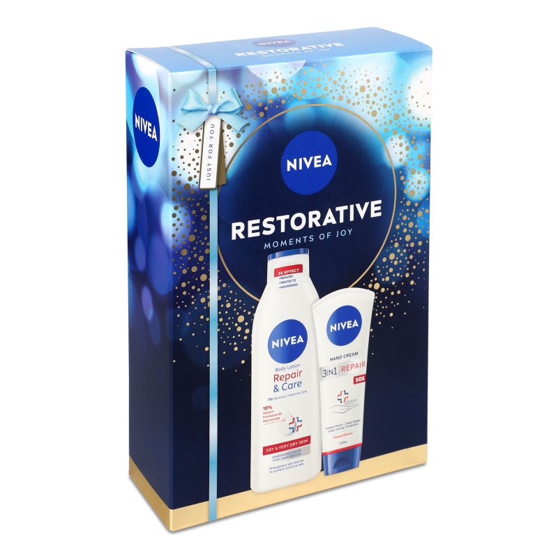Набір Restorative Лосьйон д/тіла Відновлення та догляд 250мл+Крем д/рук SOS відновлення 100мл Nivea