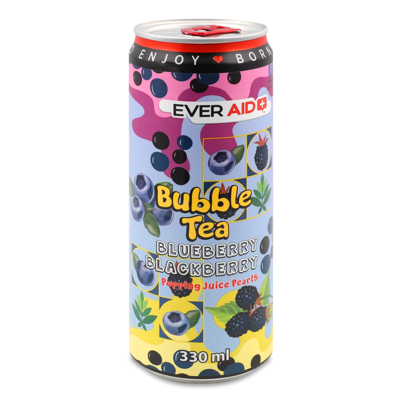 Напій безалкогольний Bubble Tea Blueberry Blackberry слабогазований 330мл ж/б Ever Aid