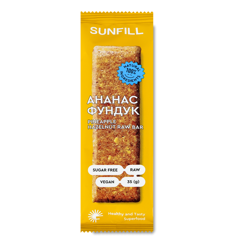 Батончик Ананас-фундук без цукру 35г SunFill