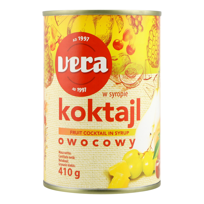 Коктейль фруктовий у сиропі Vera з/б