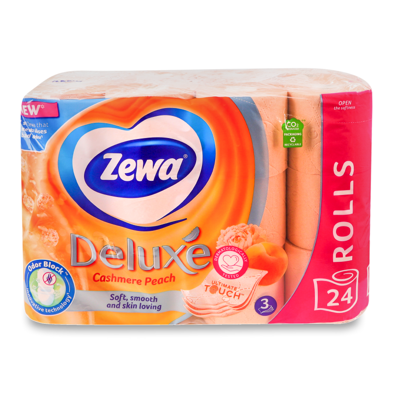 Папір туалетний Deluxe Персик 3шари 24шт Zewa
