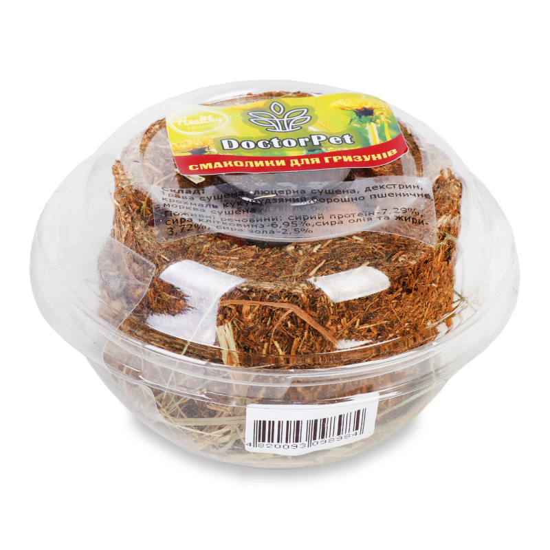 Ласощі д/гризунів Сіно+Овочі+Кільце трав’яне 2шт блістер Doctor Pet