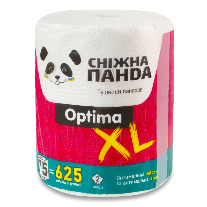 Рушники паперові Оптіма XL 2шари 625відривів 1шт Сніжна панда