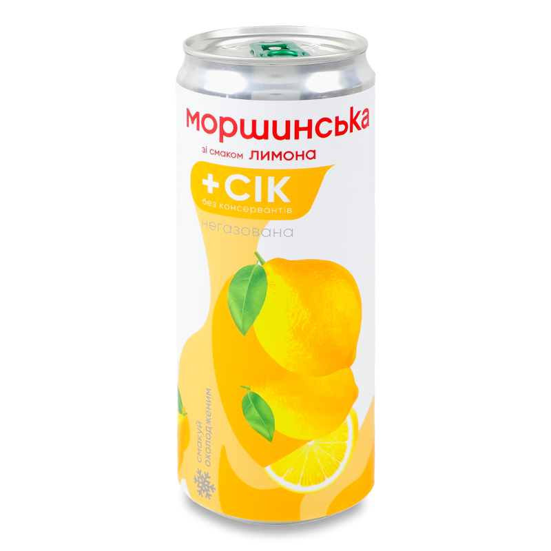 Напій безалкогольний соковмісний з смаком лимона негазований 0,33л ж/б Моршинська