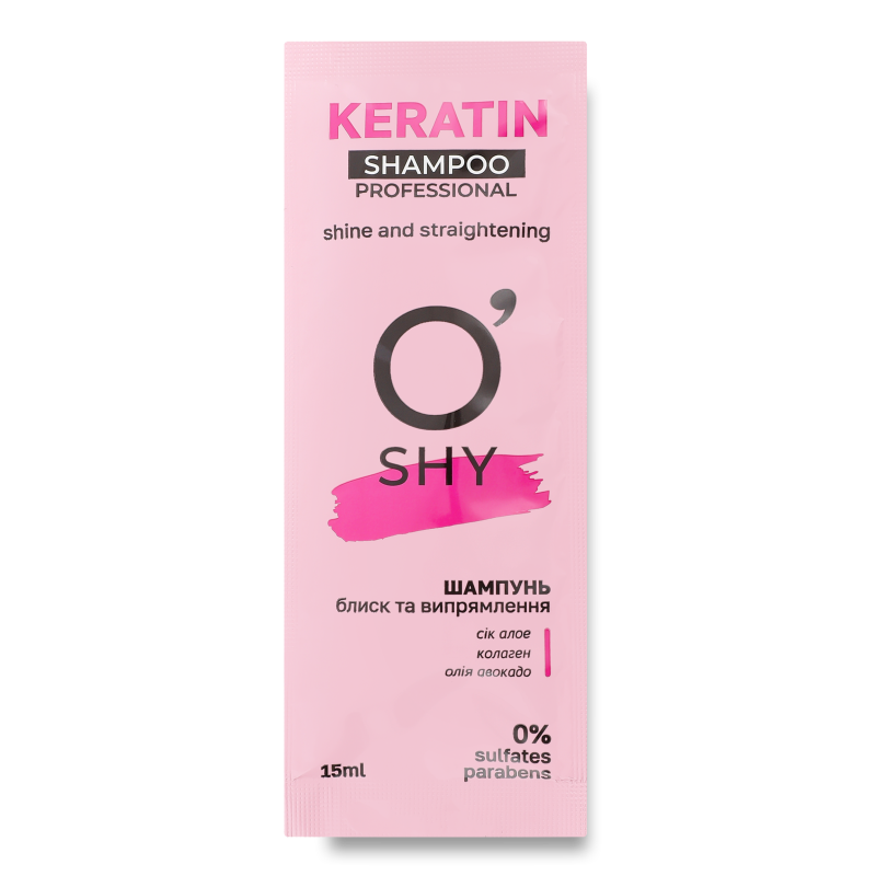 Шампунь Кератин Блиск та випрямлення 15мл саше О”Ші