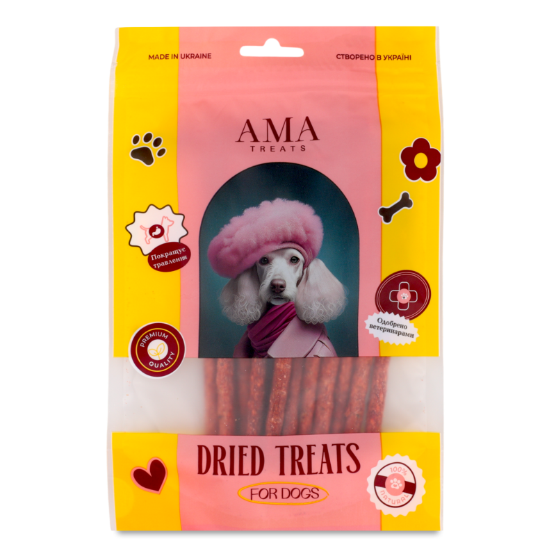 Ласощі д/собак Смужки м”ясні з курятини 100г AMA Трітс