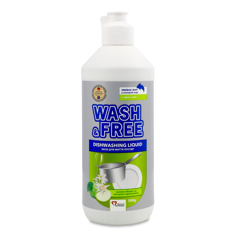 Засіб д/миття посуду Зелене яблуко та екстракт едельвейса 500г Вош енд Фрі