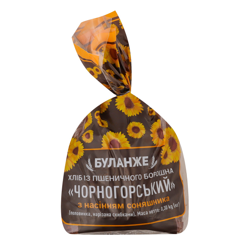Хліб половинка в нарізці з насінням соняшника Чорногорський Буланже м/у