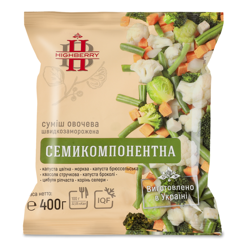 Суміш овочева Семикомпонентна швидкозаморожена 400г Highberry