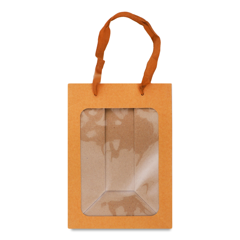 Пакет подарунковий Крафт з віконцем 25*18*13см