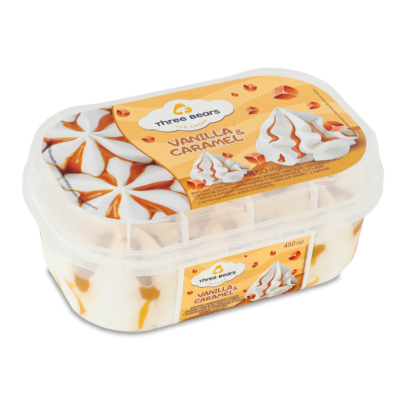 Морозиво Vanilla&Caramel 450г лоток Three bears