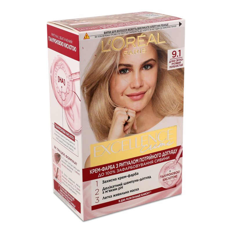 Крем-фарба д/волосся Екселенс Крем 9.1 дуже світло-русявий попелястий Лореаль