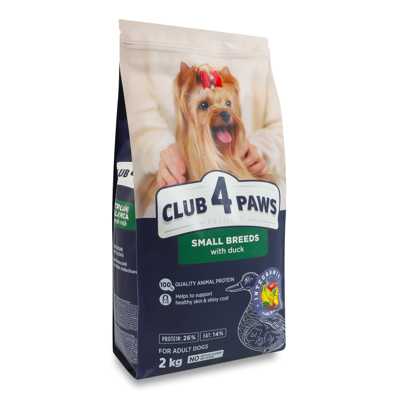 Корм д/дорослих собак малих порід Premium з качкою сухий 2кг Club 4 Paws