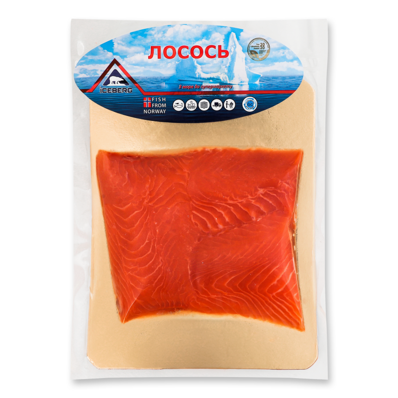 Лосось хвостова частина с/с на шкірі 300г в/у Iceberg