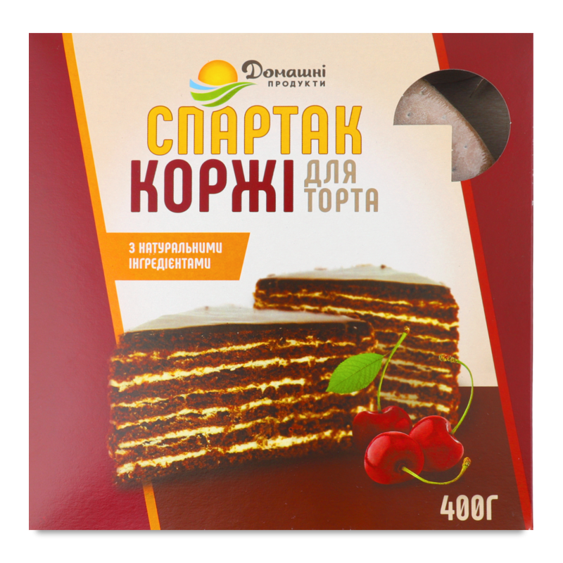 Коржі д/торта Спартак 400г коробка Домашні продукти