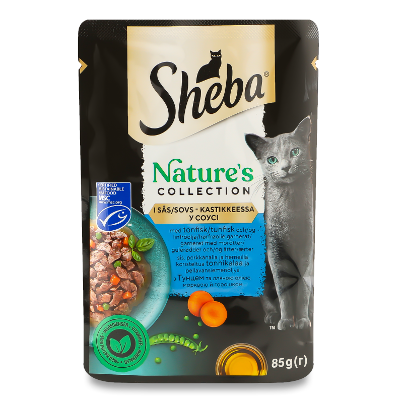 Корм д/котів Nature”s Collection з тунцем лляною олією та горошком в соусі 85г пауч Sheba