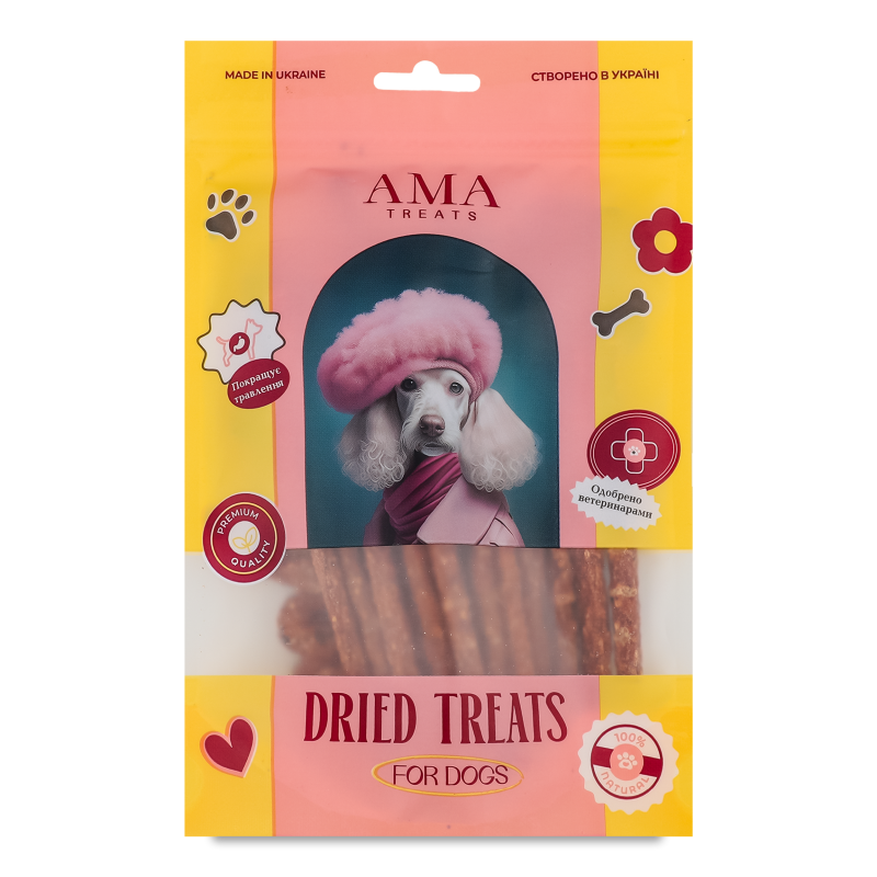 Ласощі д/собак Смужки м”ясні з яловичини 100г AMA Трітс