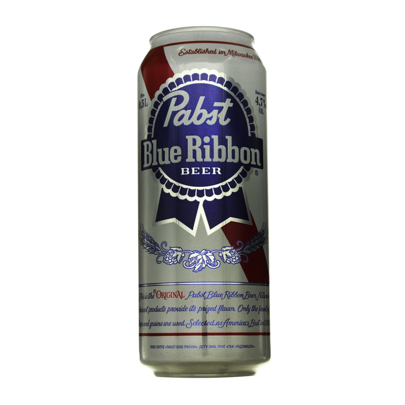 Пиво 0.5л 4.7% светлое Pabst Blue Ribbon ж/б Pabst Blue Ribbon ...