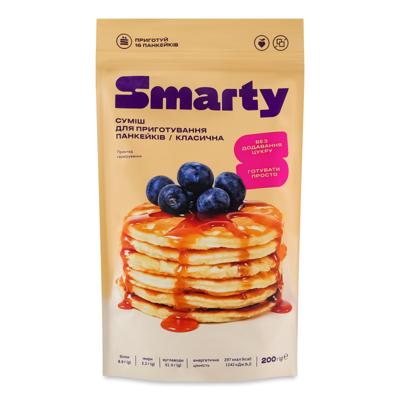 Cуміш д/приготування панкейків класична 200г д/п Smarty