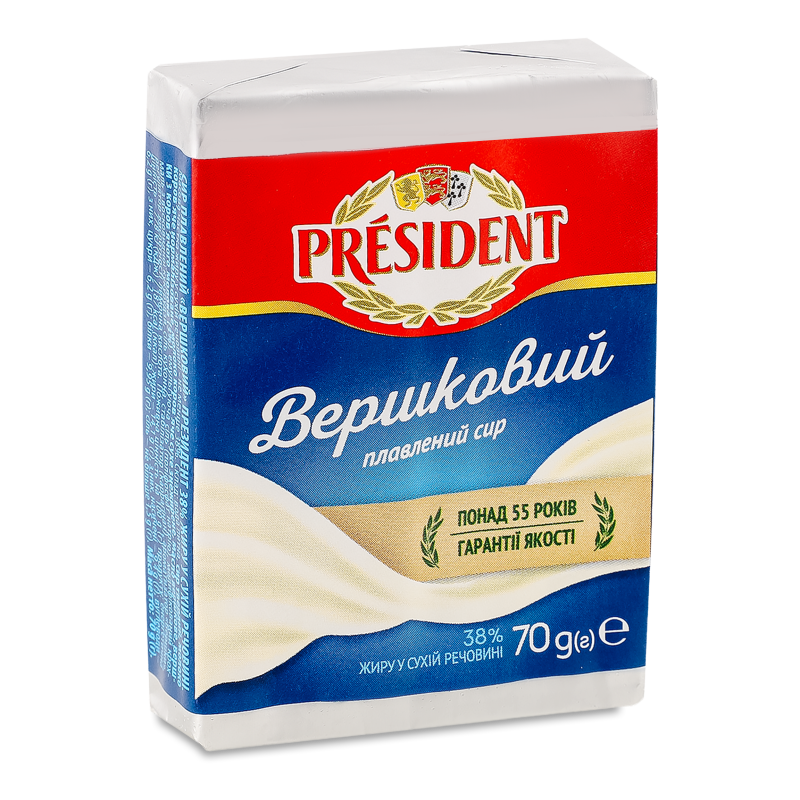 Сир плавлений Вершковий 38% 70г President