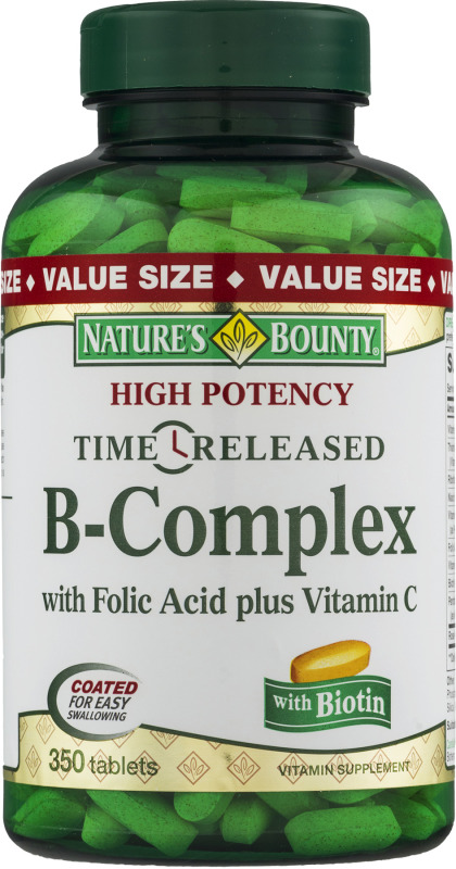 Nature's Bounty B-Complex Time Released Vitamin Supplement Tablets ...