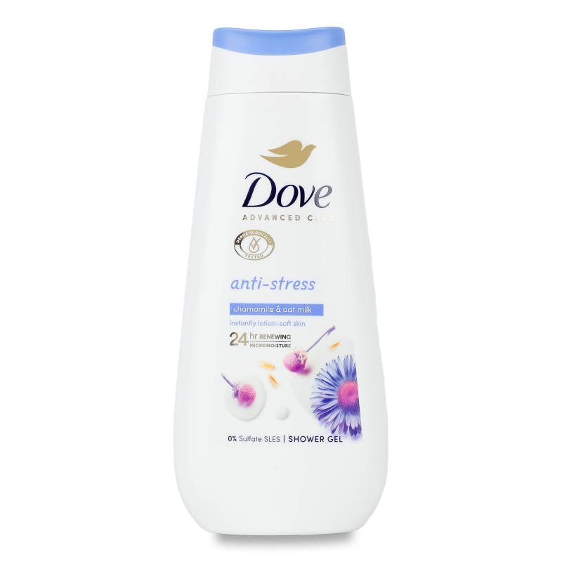 Гель д/душу Антистрес з блакитною ромашкою та вівсяним молоком 225мл Дав