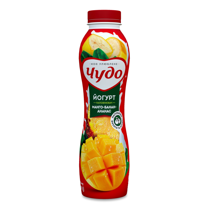 Йогурт питний Манго-банан-ананас 2,5% 520г пет Чудо