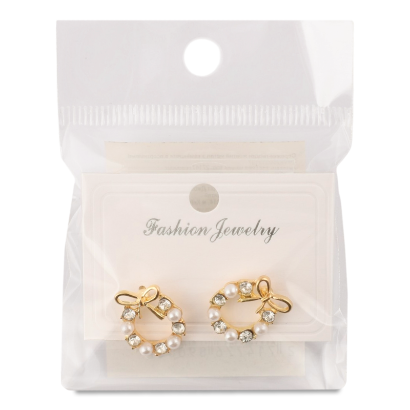 Сережки-гвіздки жовтий метал з камінцями в асортименті ZBYK250513137