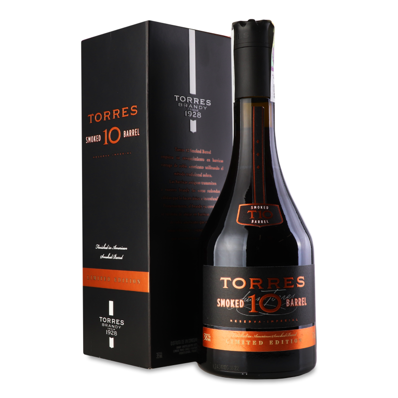Бренді Smoked Barrel 10років 38% 0,7л коробка Torres