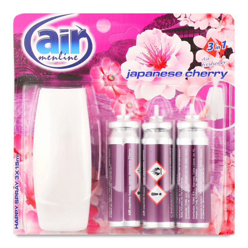 Освіжувач повітря Японська вишня з аплікатором 3*15мл Еір Менлайн