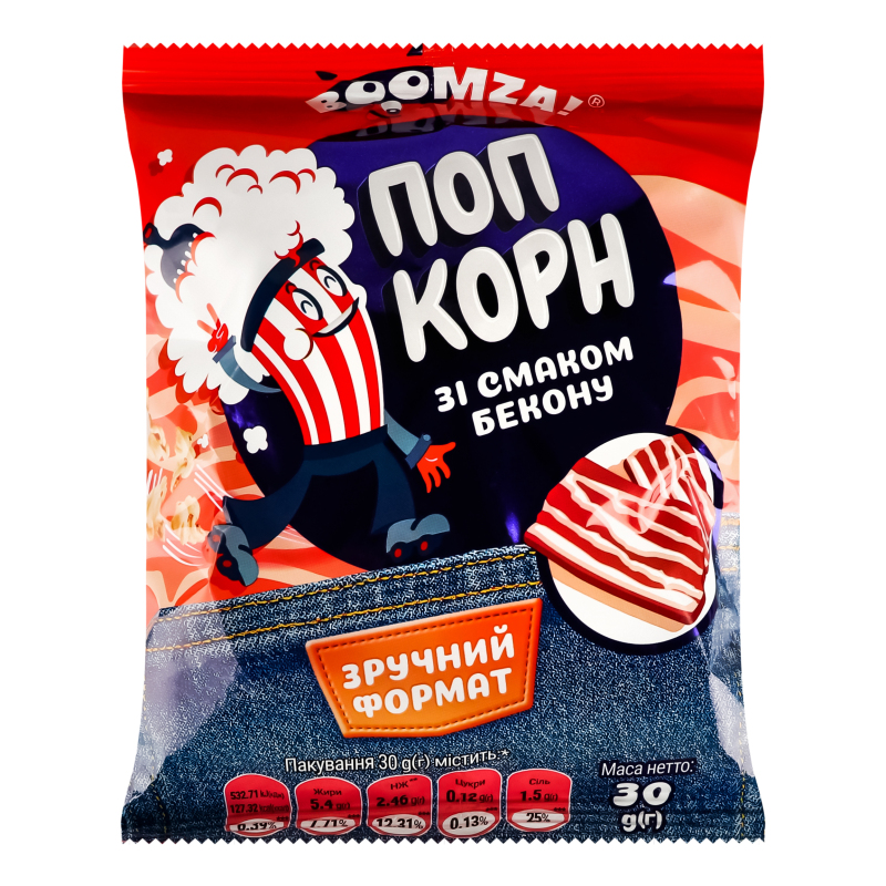 Попкорн з смаком бекону Boomza! м/у