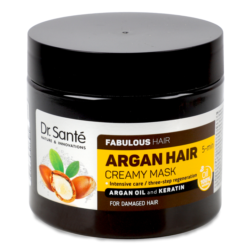 Крем-маска Розкішне волосся Олія аргани та кератин д/пошкодженого волосся 300мл Др.Санте