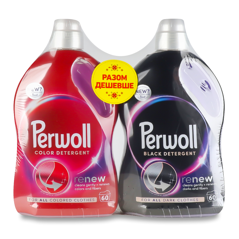 Засіб д/прання Ренью Колор рідкий 3л+Засіб д/прання Ренью Блек рідкий 3л Перволл