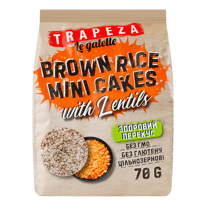 Мини-галеты рисовые с чечевицей Trapeza м/у 70г Trapeza(4820179683585 ...