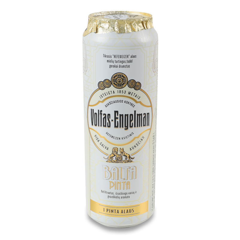 Пиво Balta Pinta світле нефільтроване 5% 0,568л ж/б Volfas Engelman
