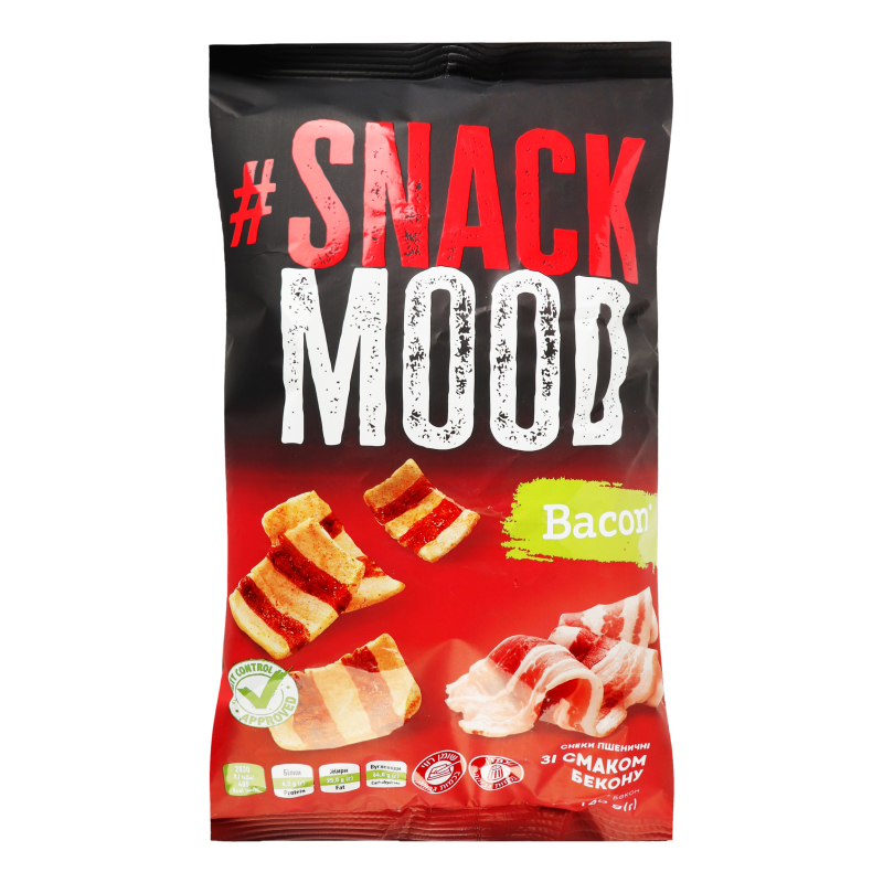 Снеки пшеничні зі смаком бекону Snack Mood м/у
