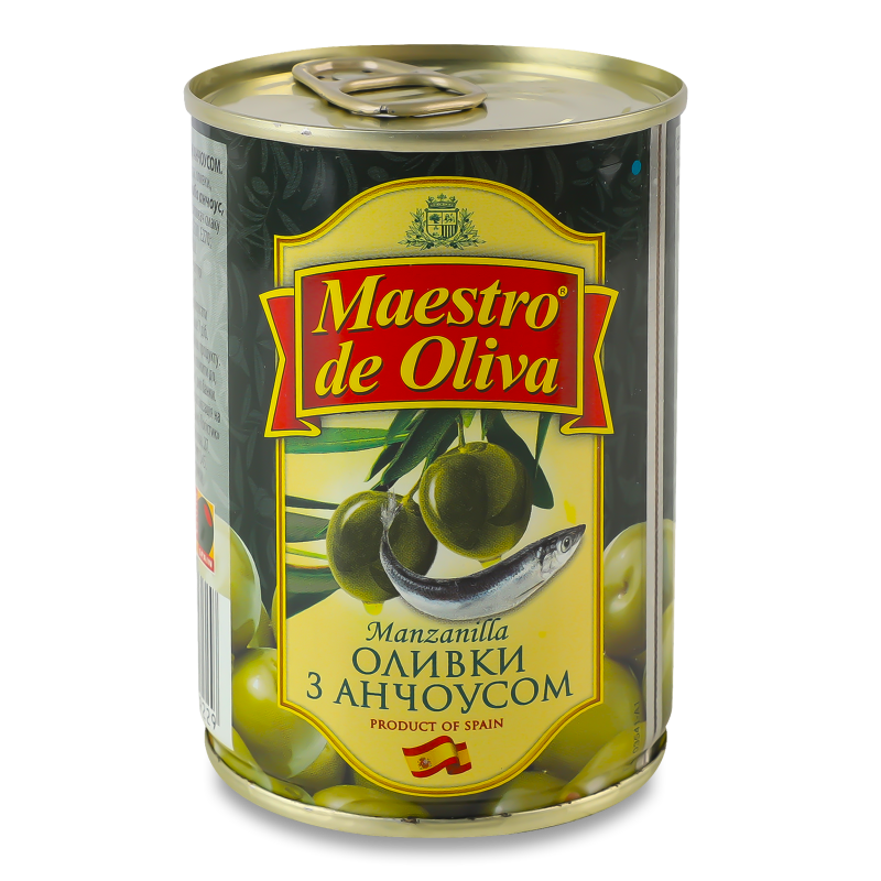 Оливки з анчоусом 280г ж/б з ключем Maestro de Oliva