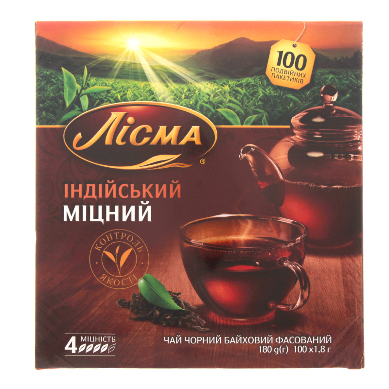 Чай лисма индийский крепкий черный 100пак*1.8г (4820018733006)