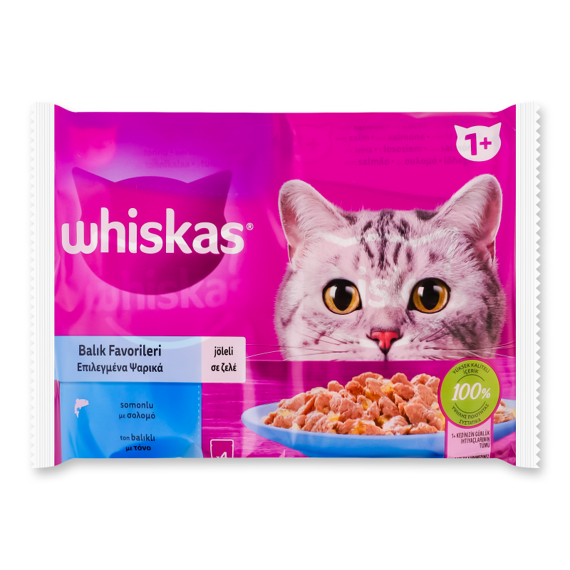 Корм д/дорослих котів Тунець Лосось в желе 4*85г пауч Whiskas