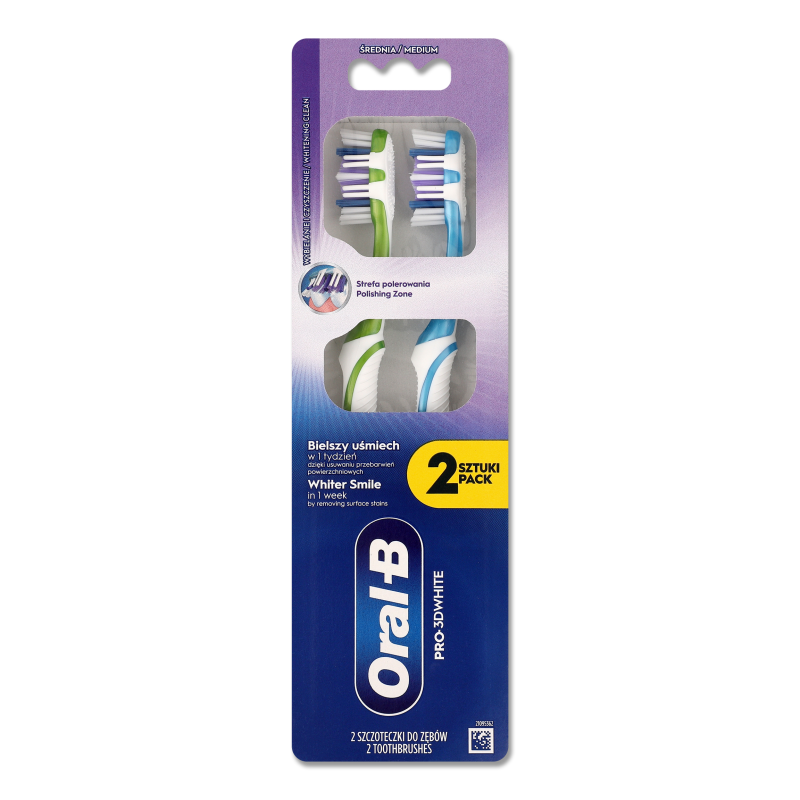 Щітка зубна Pro-3D White середня 2шт Oral-B