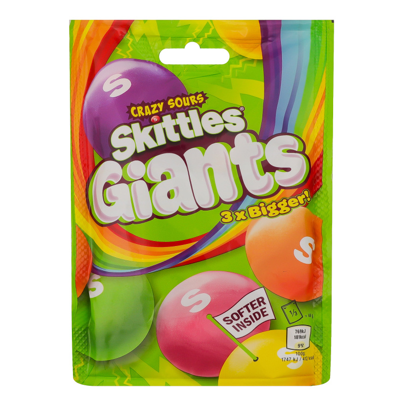Драже Crazy Sours Giants Skittles д/п